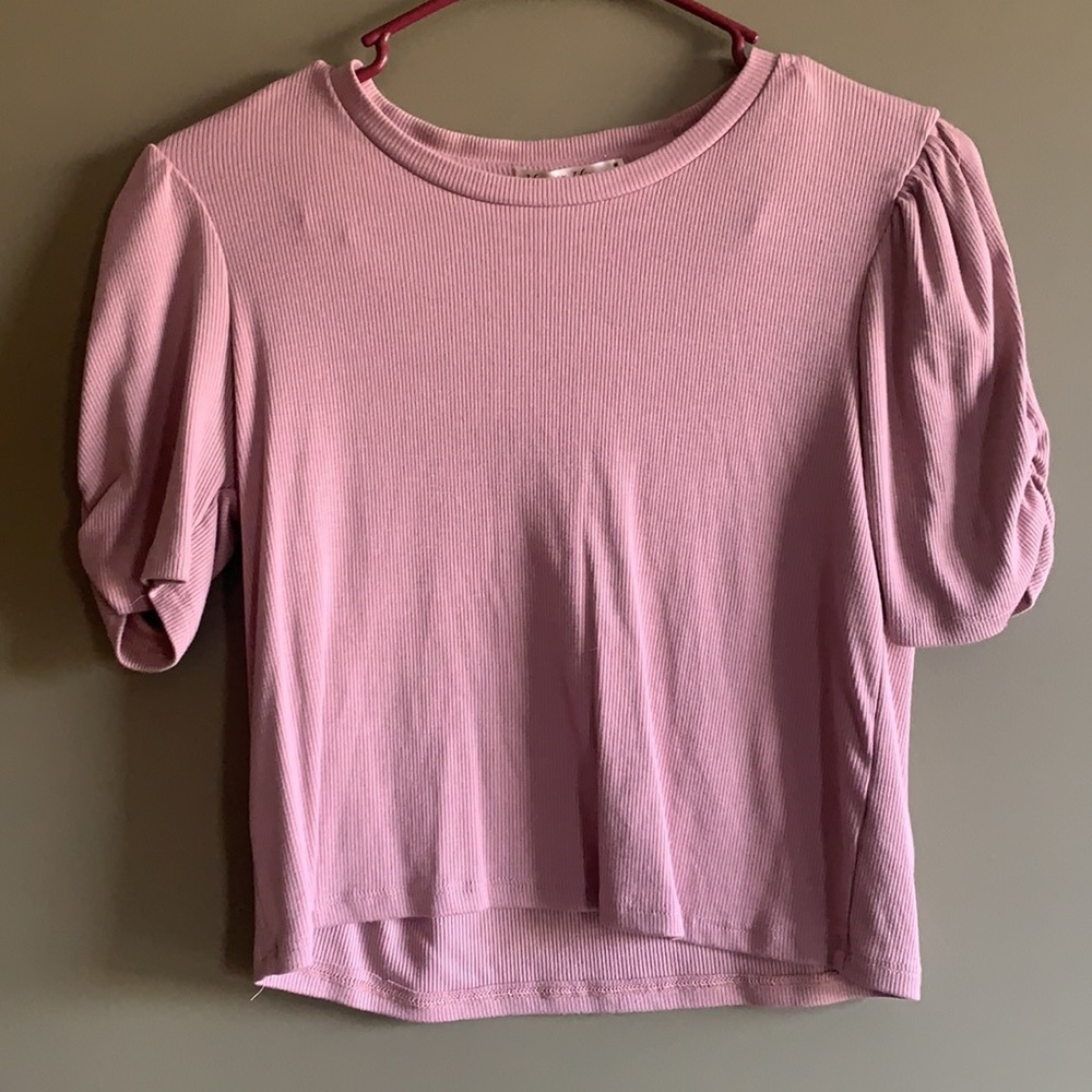 Pink Rib Knit Crop Top - Picture 2 of 6